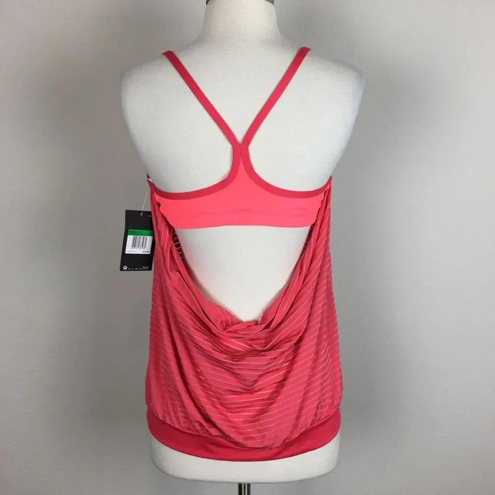 Nike NWT Red Stripe Tank with Bra Support Large